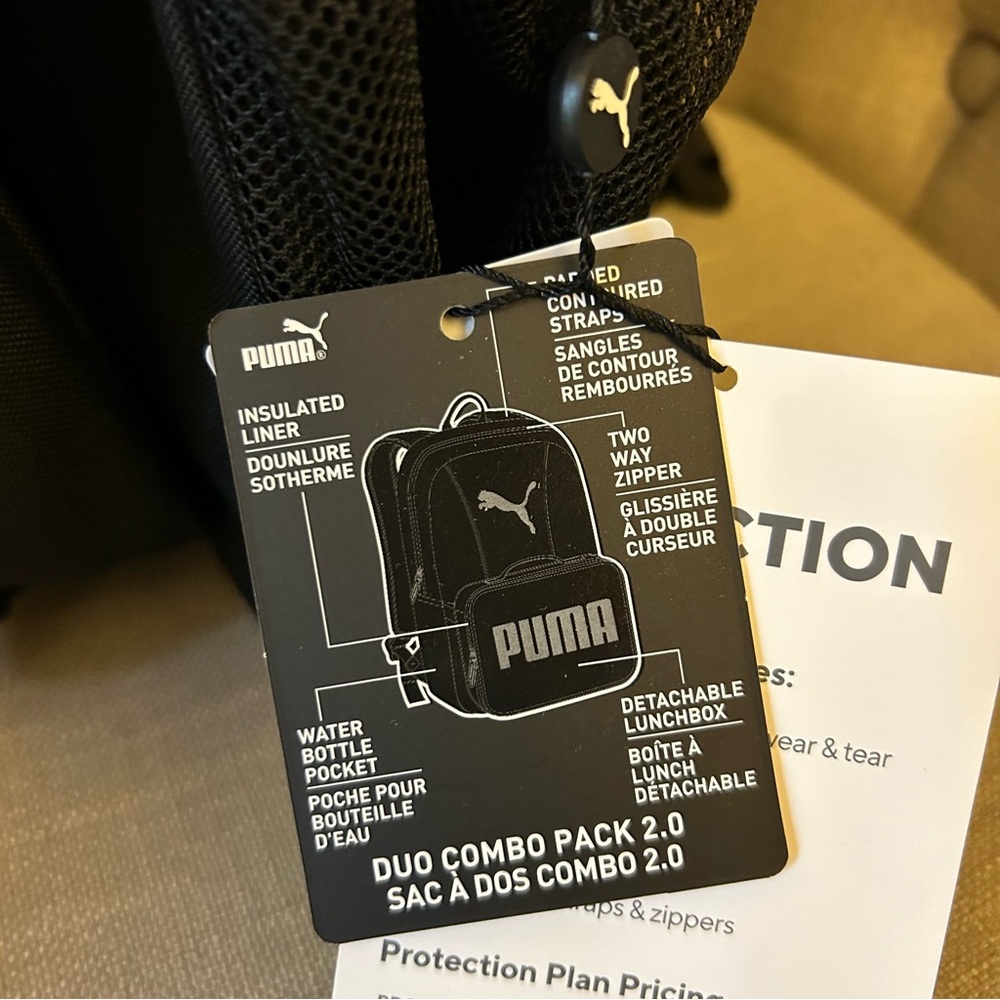 {PUMA} black and white full size backpack NWT - Picture 3 of 8
